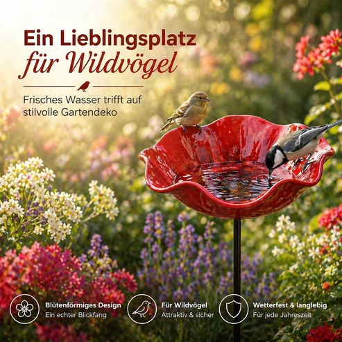 Vogelblüten - Handgefertigte Vogeltränke in Blütenform | 4er-Set – Bild 4