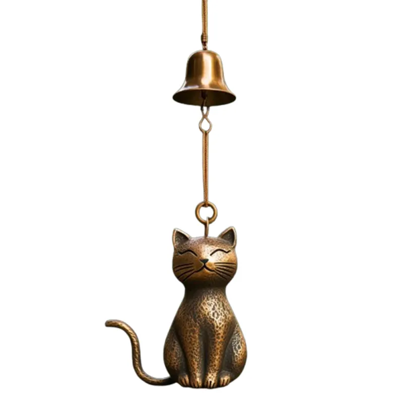 Katzen-Windspiel in Bronze-Optik – Bild 7