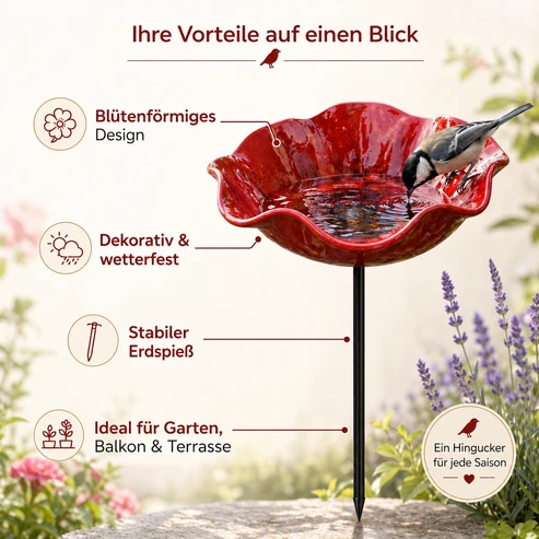 Vogelblüten - Handgefertigte Vogeltränke in Blütenform | 4er-Set – Bild 6
